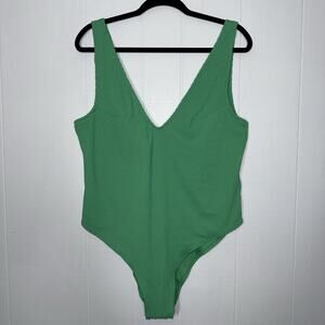 H&M Women’s High Leg One Piece Swimsuit Green Size XL NWT